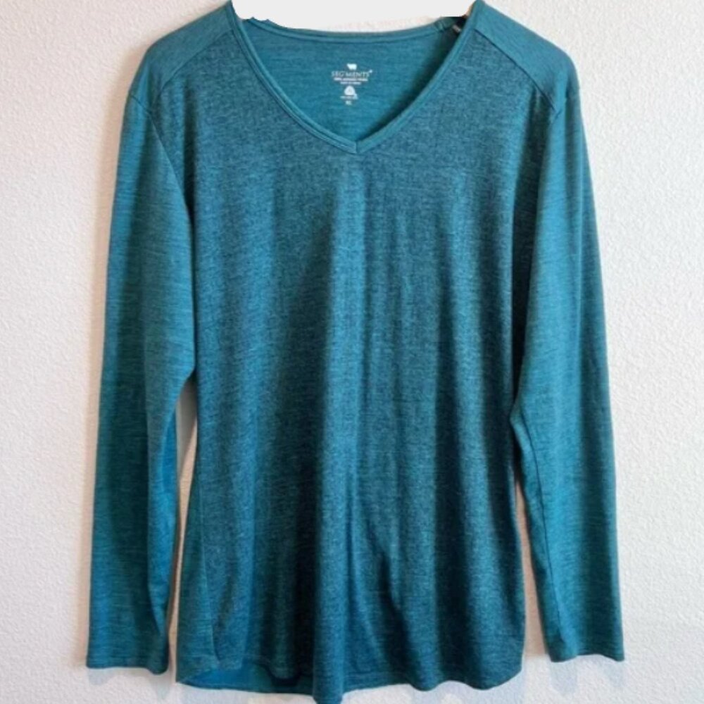Seg'ments Luxe Womens Long Sleeve V-Neck T-Shirt Top